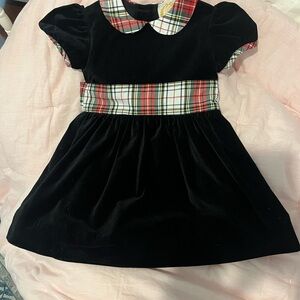 The Beaufort Bonnet Company Cindy Lou Sash Black Dress with Plaid Collar